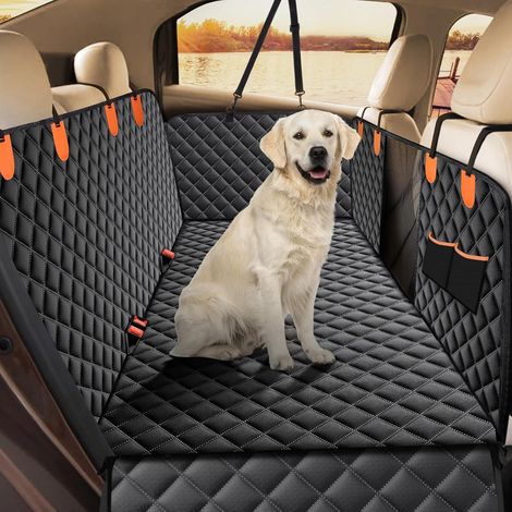 Housse protection siège auto chien arrière étanche 600D Oxford noire griffes cheveux (1/5)