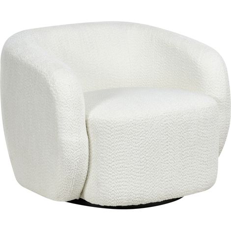 Sillón giratorio moderno tapizado de poliéster con reposabrazos asiento ancho sala de estar beige claro Tore