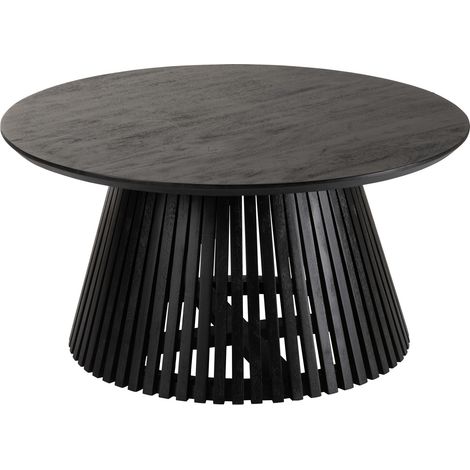 Table basse ronde en bois massif VINCENT Ø90cm-Noir (1/5)