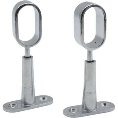 Barcelona Support Tringle Penderie 2 Support pour Barre Penderie Ovale Hauteur 41 à 105mm Zinc-Aluminium Support Central de Tube pour Armoire Penderie Vetement, Tringle Rideau Plafon