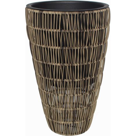 TrendLine Polyrattan Pflanztopf Ø30x48cm mit Einsatz Körbe, Blumentöpfe, -kästen & Untersetzer