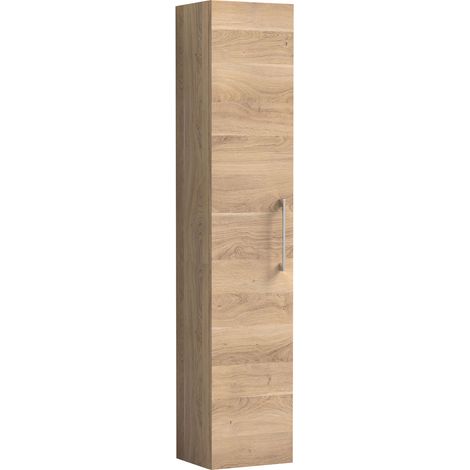 Nuie Arno Wall Hung 1-Door Tall Unit 300mm Wide - Bleached Oak (1/4)