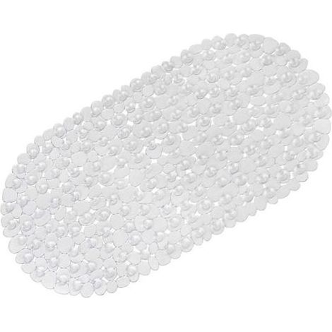 Lntyq Tapis de Bain antidérapant pour Salle de Bain - Galet givré - Anti-moisissure - Antidérapant - en Plastique - Ovale - avec ventouses (Transparent) (1/4)