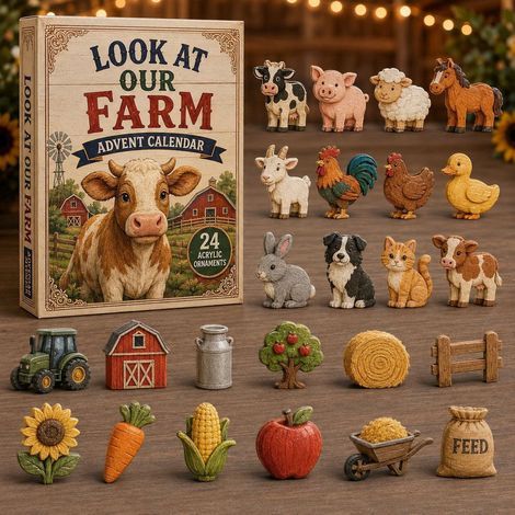 Animaux de la ferme calendrier avent 2026 2D boîte surprise