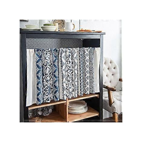 Rideaux bohèmes à pompons, rideaux multifonctionnels pour la cuisine (150 x 45 cm)