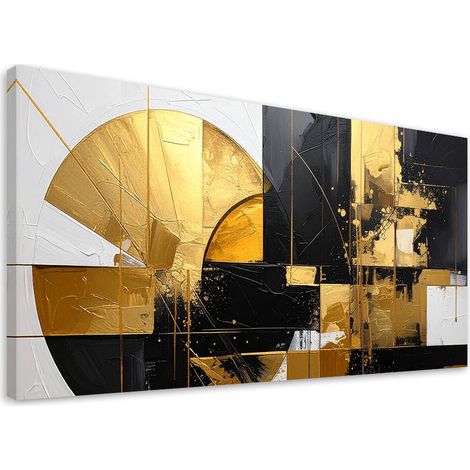Stampe su Tela, Astrattismo geometrico accenti dorati, 80x40 (1/5)
