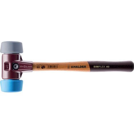 HALDER SIMPLEX Schonhammer Ø 50:40 mm TPE-soft blau / TPE-mid grau mit Tempergussgehäuse (1/5)
