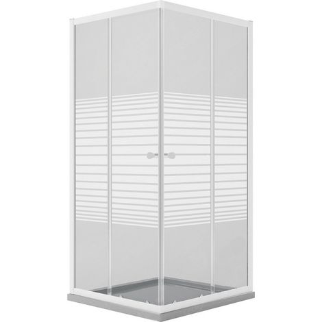 'BOX DOCCIA CRISTALLO SERIGRAFATO DUE PORTE ''PERLA'' cm 80 x 80 - H 185' cm 80 x 80 - H 185