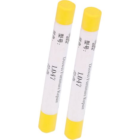 Lot de 2 crayons de cire pour meubles, réparation rapide du bois, retouche des trous de clous et finition jaune (1/5)
