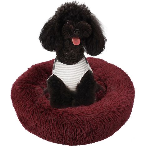 Coussin rond en laine douce et moelleuse pour chien, type nid, auto-chauffant, taille S, idéal pour la maison et les animaleries. Usage quotidien. (1/3)