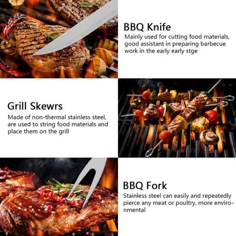 Ensemble d'Outils De Barbecue, 9PCS Barbecue Ustensiles en Acier Inoxydable (1/5)