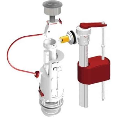 Mécanisme de chasse d'eau WC poussoir 3/6 L – Robinet flotteur chromé – Auto-réglable pour trous de 18 à 50 mm – Joint silicone étanche – Dubourgel (1/3)