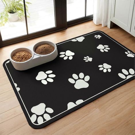 Tapis pour gamelle d'eau et de nourriture pour chien 71 x 43 cm (28 x 17 pouces) - Tapis imperméable et super absorbant pour nourrir votre animal de compagnie - Séchage rapide et sans taches - Accesso (1/5)