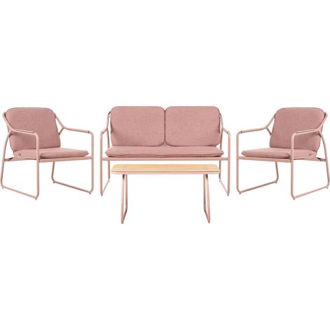 Lounge Set mit Tisch 4-Sitzer CALASCIO Metall Braun