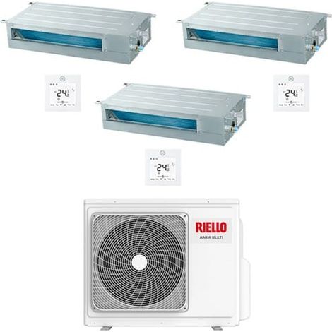 Climatizzatore Condizionatore Riello Canalizzato Trial Split Inverter R32 9000 + 9000 + 12000 BTU con U.E AARIA MULTI 485 PI Classe A++/A+