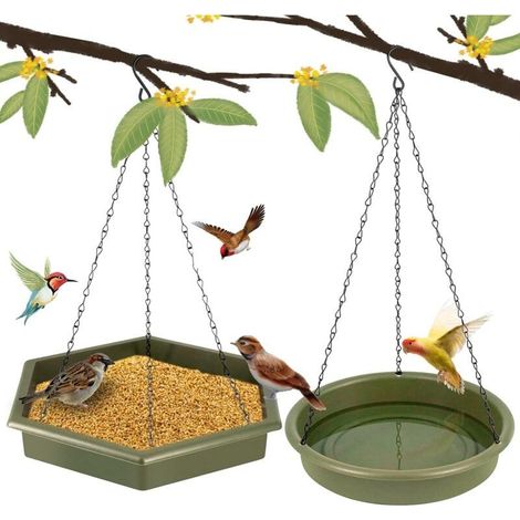 Hängende Vogelfutterhäuser für den Außenbereich, XL 2-in-1 Vogelfutterhaus und Vogelbad für den Außenbereich, Hängende Wildvogelfutterhäuser ( (1/4)