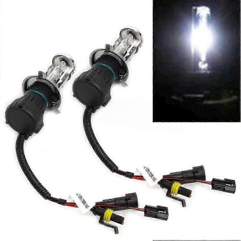 ampoules bi-xénon H4 6000K 35W feux de route/croisement pour phares de voiture (ampoules blanches HID).