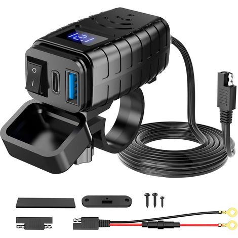 Prise USB Moto, Prise de Chargeur Moto USB, Prise USB 12V Moto, Moto Étanche Charge Rapide, Chargeur USB pour Moto, QC3.0 USB (1/5)