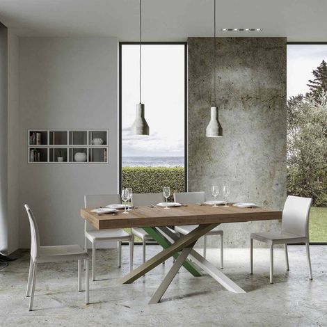 Tavolo allungabile 160/420x90 cm Volantis quercia natura gambe multicolore 4/A