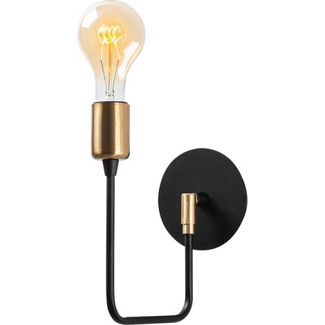 Aplique de pared, metal , negro, 12x23x24, casquillo E 27 Max 40 W