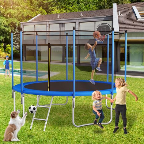 Outdoor-Trampolin 305 cm mit verstärktem Sicherheitsnetz - 64 Federn, 150 kg Traglast, für Kinder und Erwachsene - 305 cm (1/5)