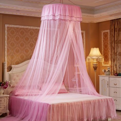 1 Canopy de lit, Rideau avec 2 papillons, Dôme en polyester, Décoration chambre intérieur extérieur, 65x270x1100cm (1/5)