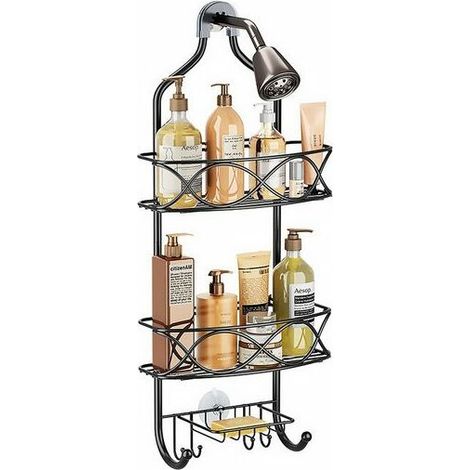 Etagère de Douche, Etagere douche à suspendre, pas besoin de percer, Pour porte-serviettes gel douche et shampooing, KINSI (1/5)