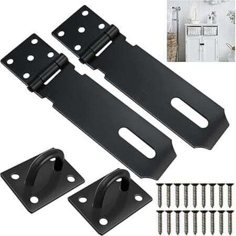 2pcs Stainless Steel Hasp Padlock Security Bolt Hasp With Screw Padlock Lock Hinge Black Latches For Doors Drawer Barriers MUMU (1/4)