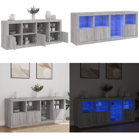 Sideboard mit LED-Leuchten Grau Sonoma 164x37x67 cm - Sideboard - Holzwerkstoff (1/5)