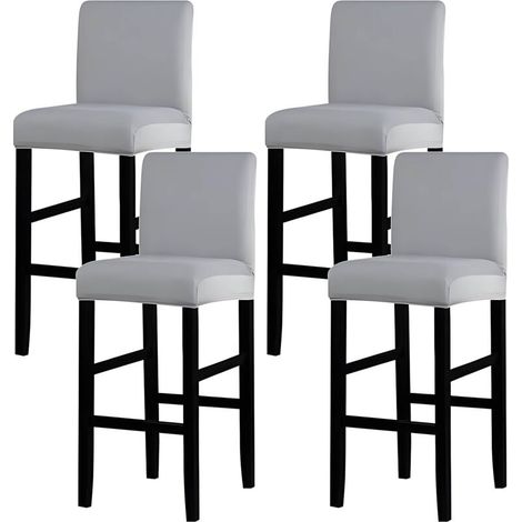 Housse de chaise de bar lot de 4 – Élastique et amovible – Anti-taches respirante – Dimensions 35-45 cm – Pour tabourets à dossier court (1/5)