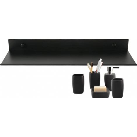 Étagère Murale Flottante 40cm Aluminium Mat Noir Rangement (1/4)
