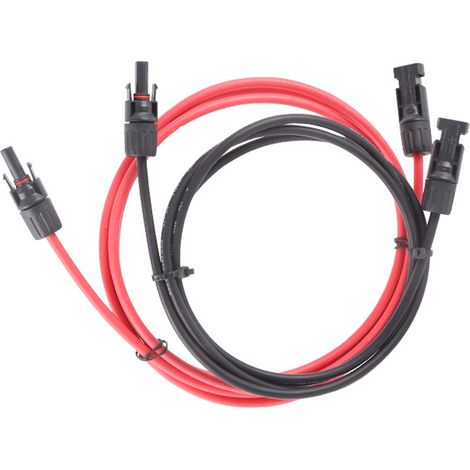 Cable D'extension Photovoltaïque - Connecteur Mc4 - 14 Awg - 3 M - Rouge Et Noir - Par Deux (1/5)