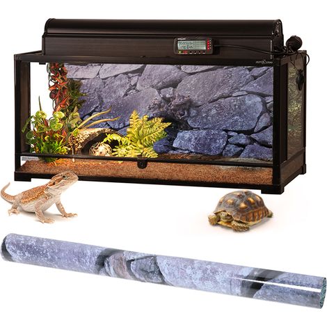 Sticker mural décoratif fond rocheux, tableau paysage pour aquarium, 61 x 30 cm (1/5)