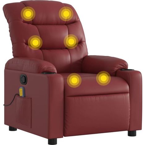 Chaise longue de massage en simili cuir, couleur bordeaux, design ergonomique pour détente et bien-être (1/5)