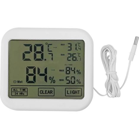 OWE034 4-Zoll-Digital-LCD-Thermohygrometer mit Touchscreen zur Anzeige von Temperatur und Luftfeuchtigkeit