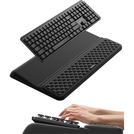 Repose-poignets VAYDEER avec support clavier, 430 x 237 mm, plateau clavier ergonomique, mousse à mémoire de forme souple, convient au bureau, à la maison et à l'école, noir. (1/5)