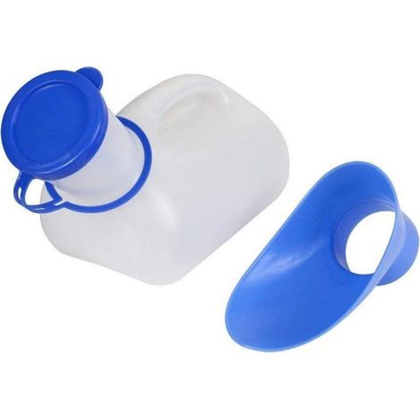 Urinoir pour hommes Bouteille à urine unisexe et portable avec entonnoir et bouchon hermétique Grande capacité de 1000 ml (1/5)