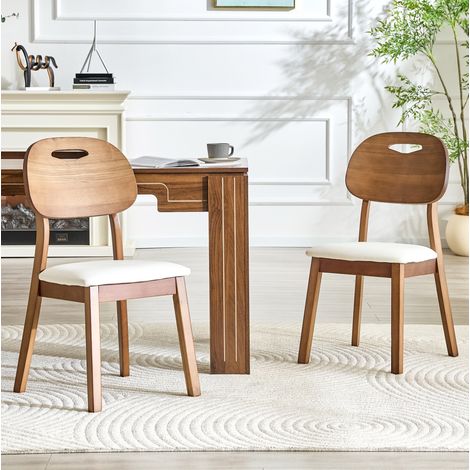Lot de 2 chaises de salle à manger 50x44x88 cm en bois blanc, gain de place FloraGrace (1/5)