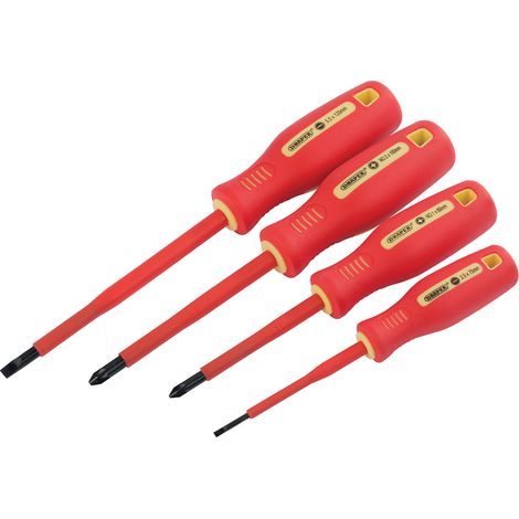 Draper Fully Insulated Screwdriver Set (4 Pieces) VDE Approved with Soft Grip Handles (1/5)