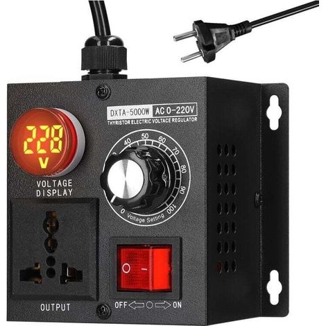 Régulateur de tension 220V 5000W – Contrôleur de vitesse moteur – Affichage numérique LED – Protection contre surtensions (1/5)