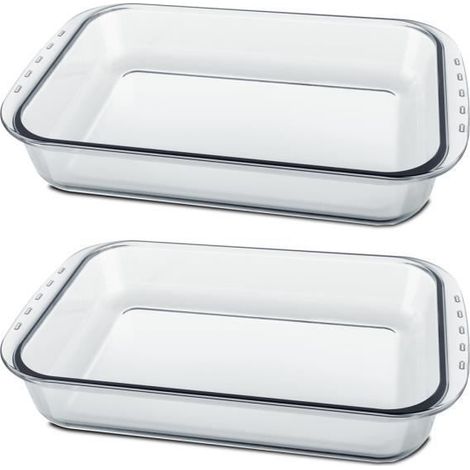 Lot de 2 plat à four, Plat à gratin, moule de cuisson, capacité 3.7 L - Longueur 36 x Profondeur 22 x Hauteur 7 cm (1/3)