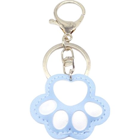 Portachiavi a forma di zampa di gatto in similpelle - Blu