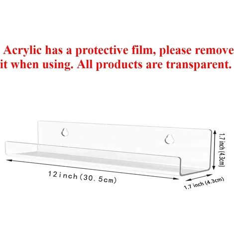 Présentoir pour disques vinyle (30 cm) - Étagère murale transparente en acrylique transparent - Support flottant pour disques vinyles LP (1/5)