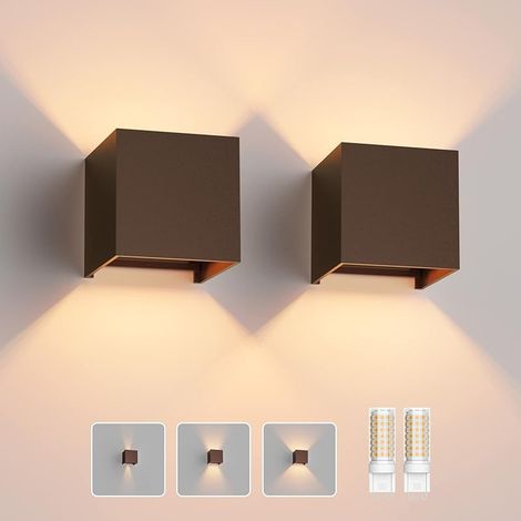 2 Pack Applique Mural avec Ampoule LED G9 Remplaçable Lampe Murale Interieur/Exterieur Blanc Chaud 3000K Angle de Faisceau Réglable Appliques Murales pour Salon Chambre (Bronze) (1/5)