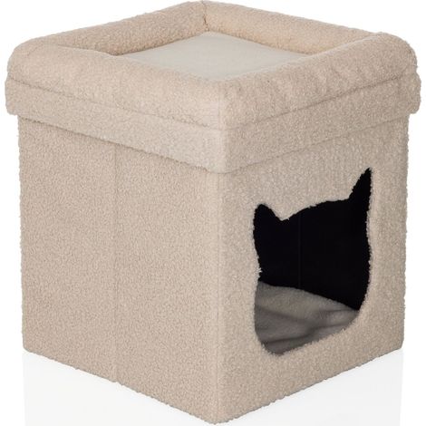 Maison pour chat / grotte pour chat PAWY ES carrée / pliable beige hjh LIVING (1/5)