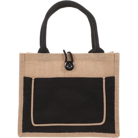 Jute Tragetasche mit Knopf und stabilen Henkeln Damen