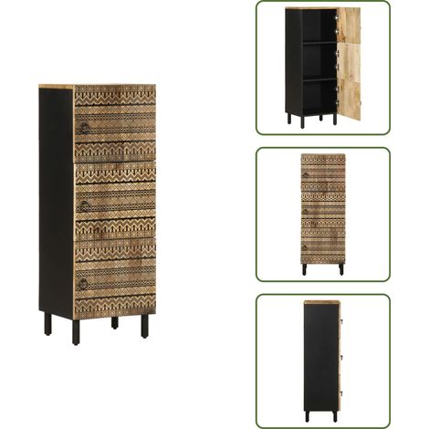 Almacenamiento organizado - vidaXL Aparador de madera maciza de mango rugosa 40x33,5x110 cm - Armario de madera