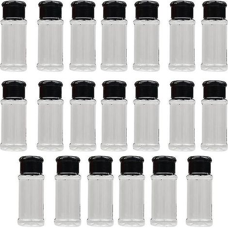 20 Pots Épices en Plastique, 100ml/3,3oz Flacons Condiments, Contenants Alimentaires avec Couvercle, Lot de 20 Récipients pour Herbes et Épices (1/3)