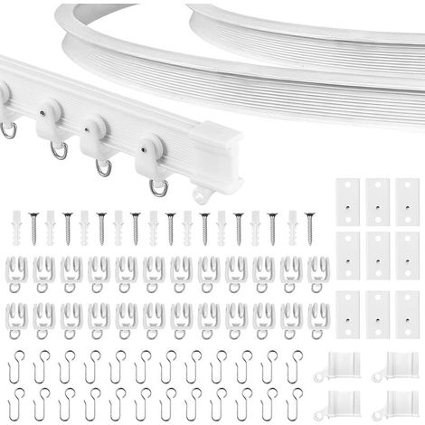 1 Flexible Duschvorhangstange 3 m, PVC und Stahl, geräuscharme Rollen, für Dusche, Wohnmobil, Raumteiler (1/5)