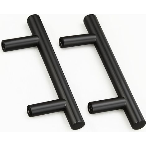 2 Unités En Noir acier inoxydable Boutons De Porte Tirer La Poignée De Meubles avec Vis pour Tiroir Meuble Cuisine Cuisine Home Decorating, Trou à Trou Centre Distance 64 mm